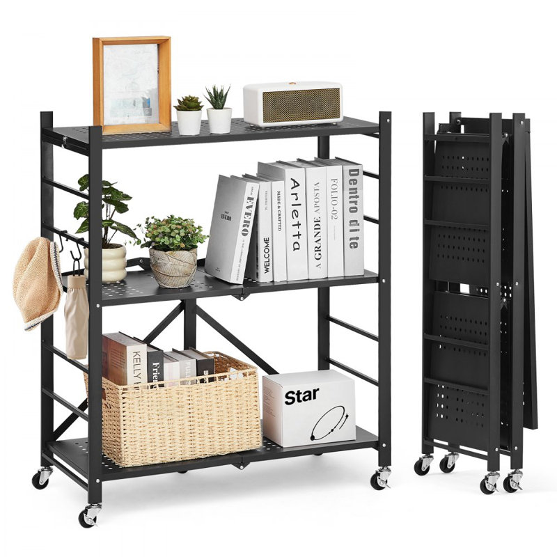 Tablette de rangement pliable à 3 niveaux avec roulettes 30 x 13 x 36 pouces, H 36 po x l 30 po x P 13 po