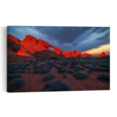 Dramatic Red Arch Sunset Colorful Dramatic Abstract Landscape Nature Wall Art Print 1 Piece Wrapped Canvas Wall Art