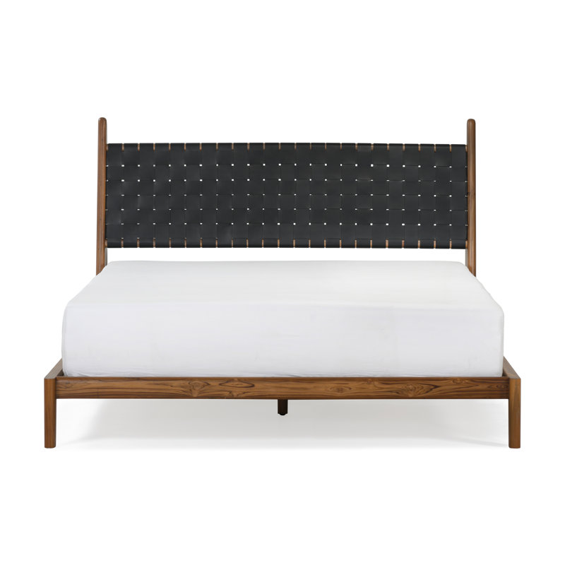 Grand lit plateforme tapissier Kacy, Noir