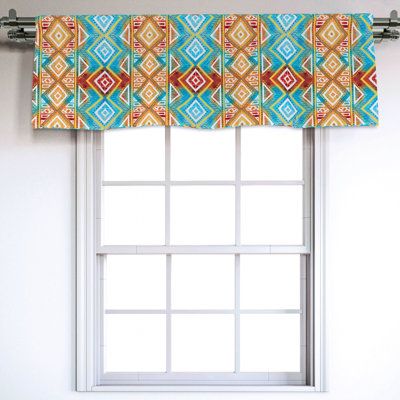 Sateen Geometric Ruffled Window Valance