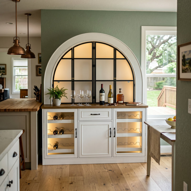 63" W Pantry Cabinet With Arched Huttch
