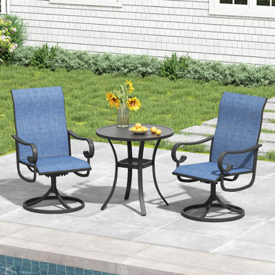 Ensemble de salle à manger 3 pièces pour terrasse avec chaises pivotantes