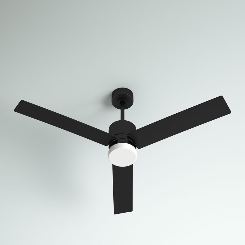 Newsom 52" Black 3-Blade LED Ceiling Fan with Light Kit and Remote Control