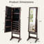 Armoire à bijoux verrouillable à miroir avec support et 2 lumières DEL