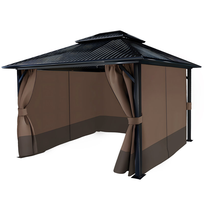 Gazebo Replacement Privacy Curtain, 3m x 3m, Brown/Coffee