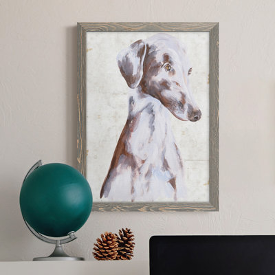 «Sitting Dog II», peinture sur toile encadrée
