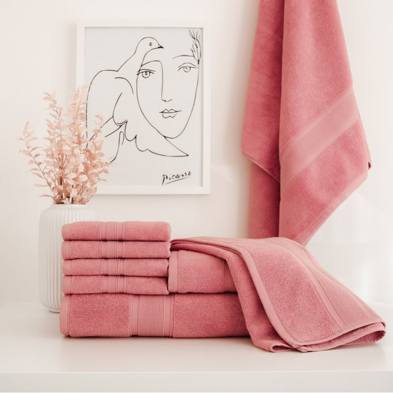 Premium Turkish Cotton Coral Bath Towels (8pc Set), Coral