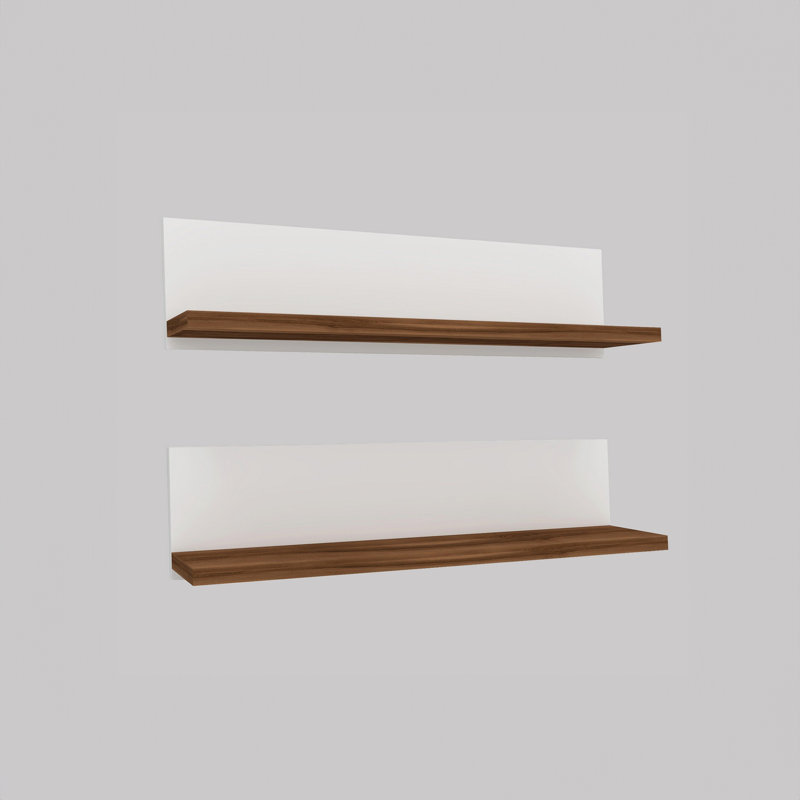 Tablette flottante Burklee, Blanc / brun
