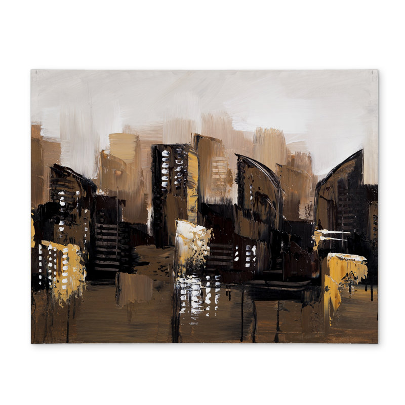 Brown Abstract Cityscape Modern Cities Polyester Placemat