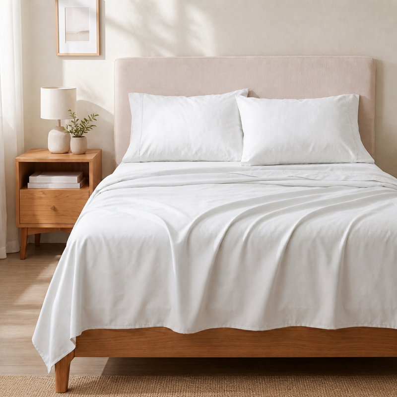 Ensemble de draps en microfibre brossée, Twin Extra Long Sheet Set with 1 Pillowcases, White