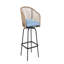Ensemble de 4 tabourets de bar d'extérieur, chaise de bar en rotin toutes saisons avec accoudoirs et dossier, osier PE