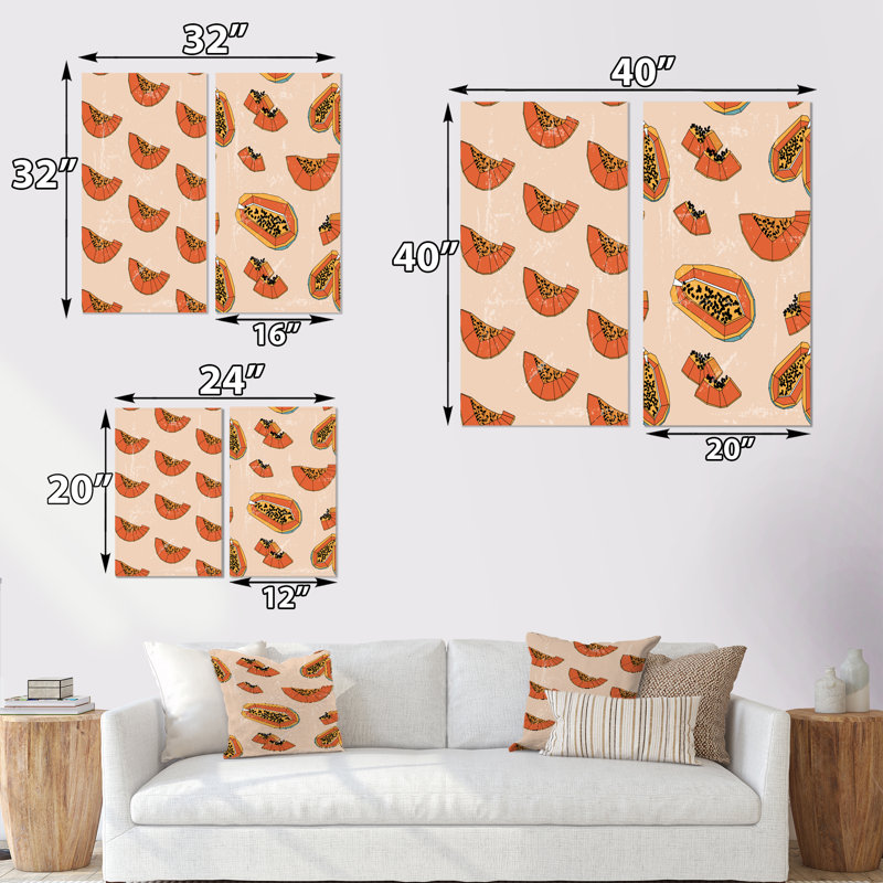 «Vintage Autum Fruits I», ensemble de 2 impressions, H 32 po x l 32 po x P 1 po, Toile tendue