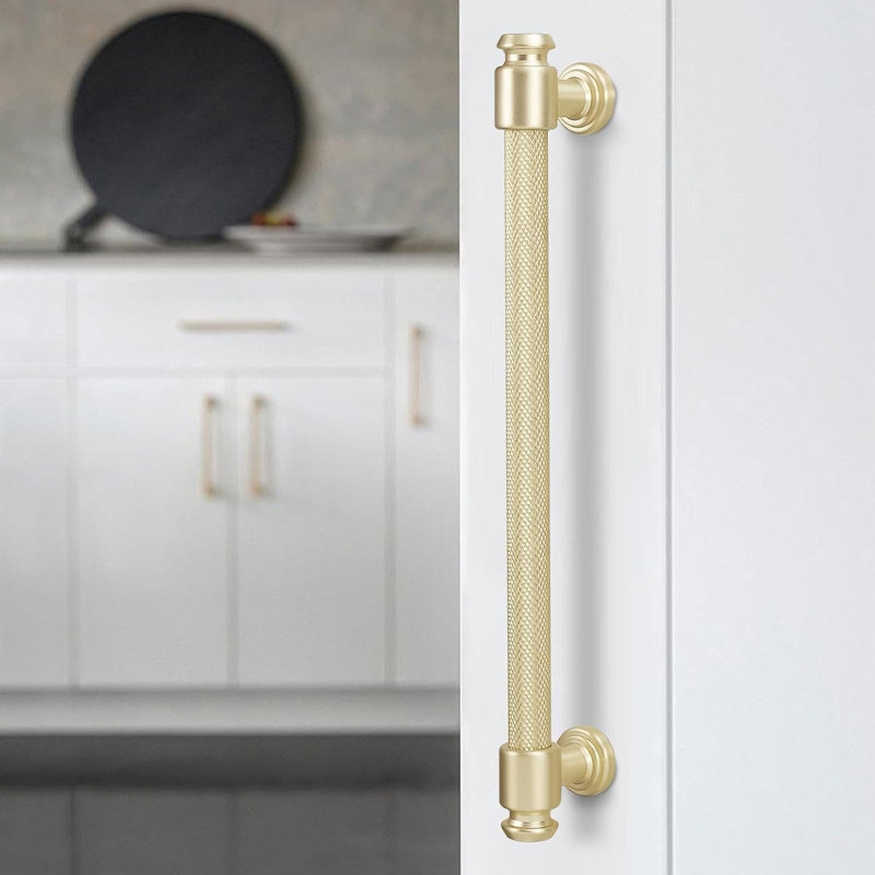 Paquet de 10 poignées d'armoire en laiton brossé, poignées de tiroir moletées de 10 pouces avec entraxes de 254 mm, quincaillerie de cuisine et de mobilier de qualité supérieure