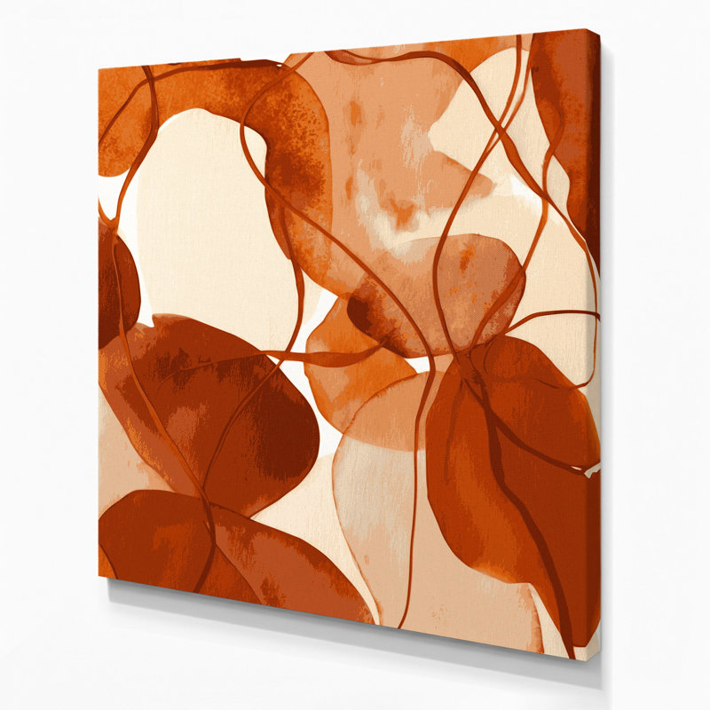 Abstrait aquarelle 52, art mural sur toile brune, H 12 po x l 12 po