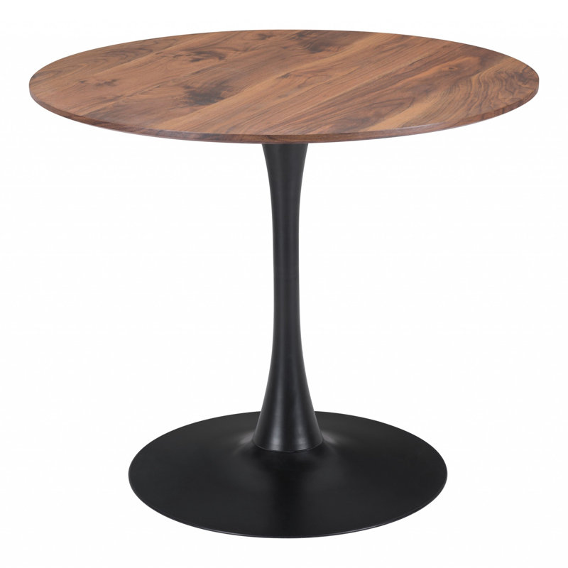 Table de salle à manger à piédestal 35,4 po Christianen, Brun, Noir