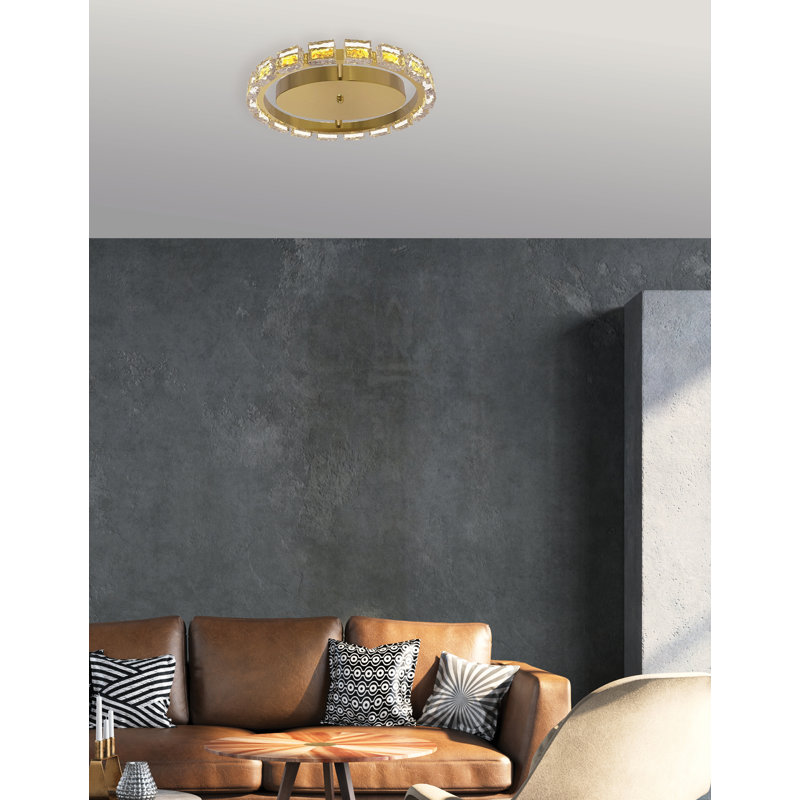 Lackner Flush Mount - 16W - Clear Acrylic, Aged Brass