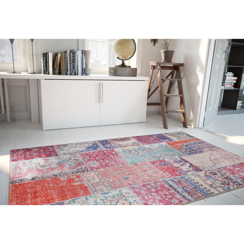 Luxurious Machine Washable Area Rug, 4.9 x 7.5 Feet, 100% Polyester, 1850 g/m², Pile Height: 0.2 inches | Eco-Friendly Recycled Poly Cotton Backing | Perfect for Living Room & Bedroom, Soft and Durable Design