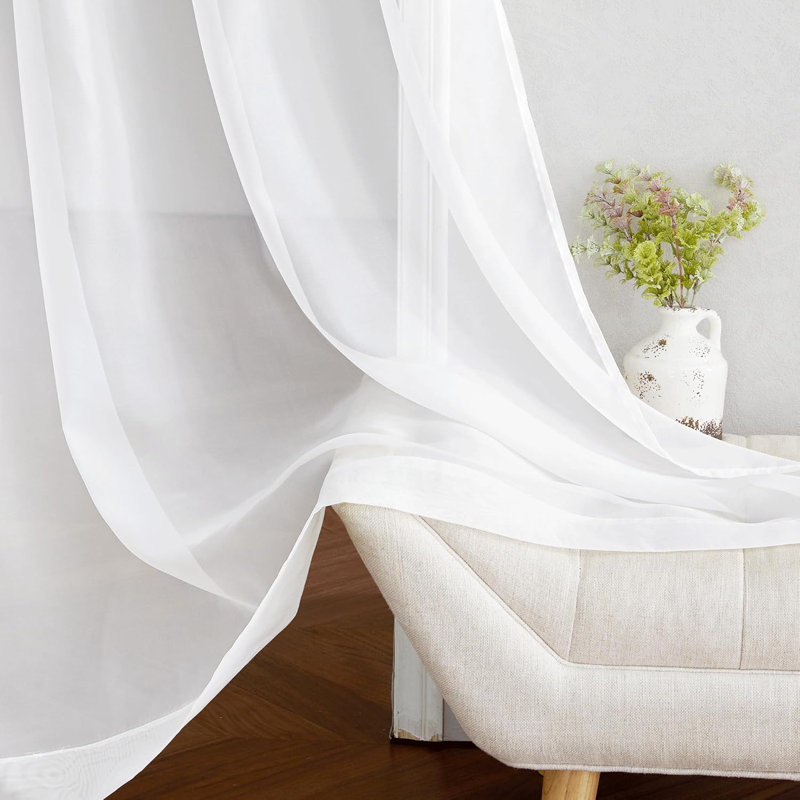 Traitements de rideaux transparents avec œillets décoratifs pour la maison, Ivoire ivoire, L 54 po x L 84 po