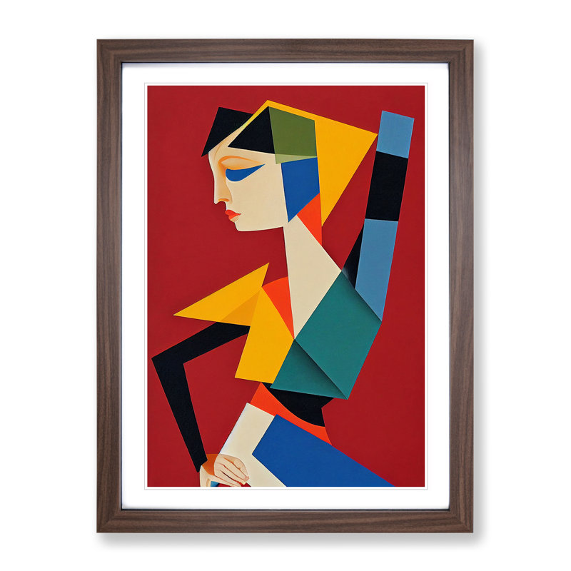 Abstract Ballerina No.4 - Wall Art, 34cm H x 25cm W x 2cm D, Walnut Framed