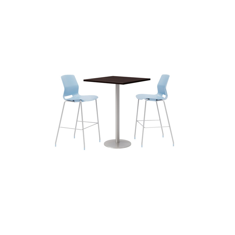 Ensemble de table de salle à manger carrée 30 "et chaise, Bleu ciel, Espresso