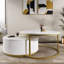 Table basse gigogne moderne avec motif cannelé, 1 tiroir et pieds en métal-376010994