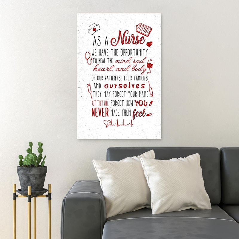 «Quote About Nurse - As A Nurse», reproduction d'art graphique sur toile tendue, H 14 po x l 11 po x P 2 po