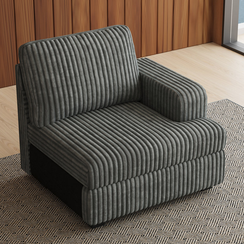 Canapé modulaire en velours côtelé Bianca, Velours côtelé gris pâle