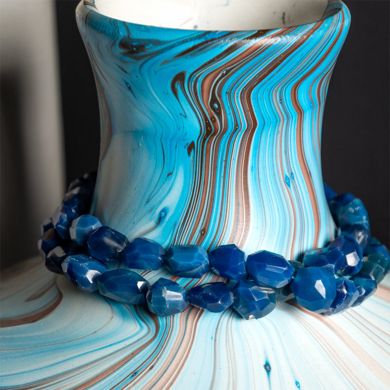 Crystal Bead Vase Jewelry, Blue