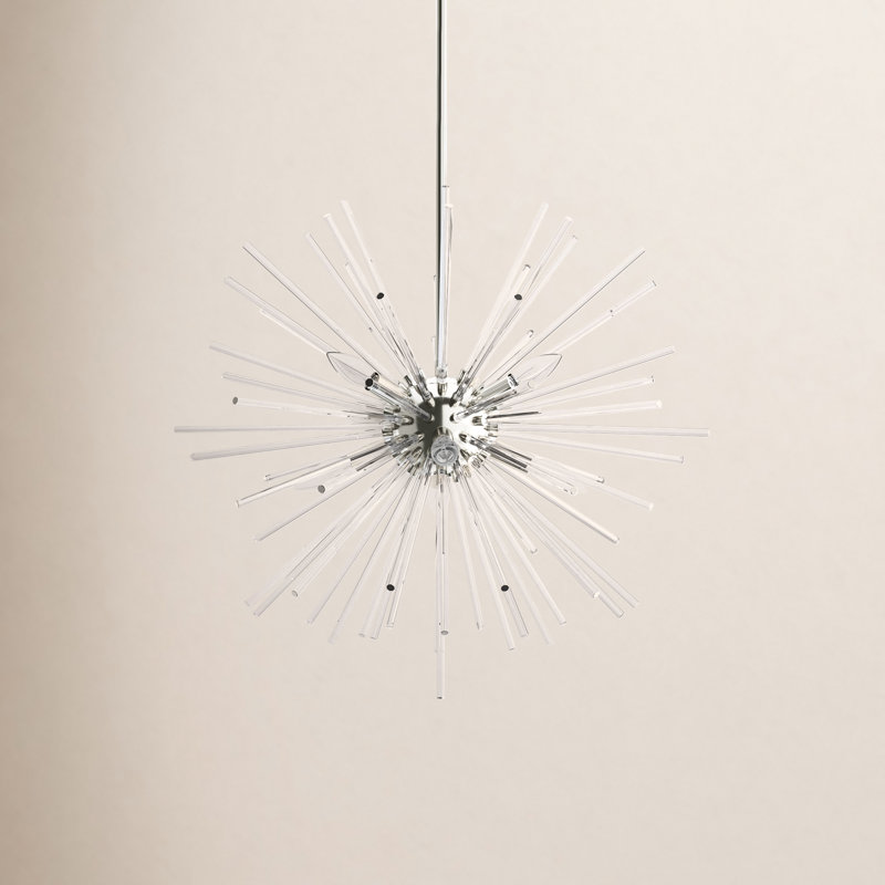Ryzen 6 - Light Dimmable Sphere Chandelier, Polished Chrome, 25.75" H x 25.75" W x 25.75" D