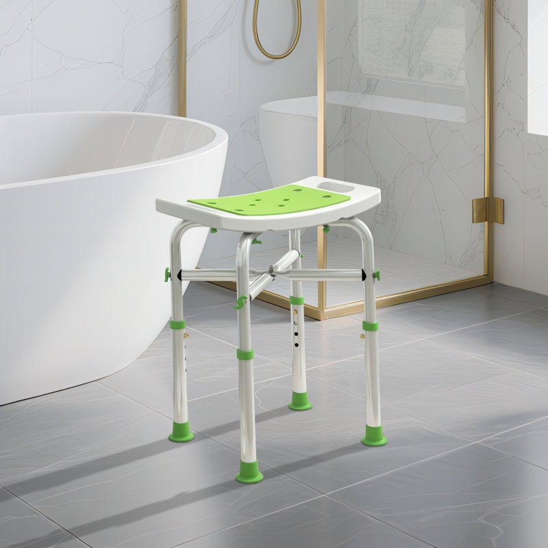 Adjustable Bath & Shower Stool – Aluminum Frame Seat For Elderly & Disabled, Green