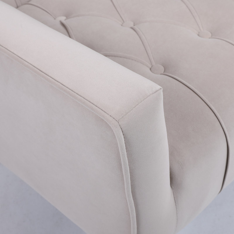 Chaise d'appoint rembourrée avec coussins capitonnés et repose-pieds beige, Beige