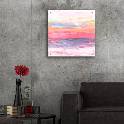 Art mural en verre épique «Kona Sunset 2» par Renee Kaelber, 24 po x 24 po