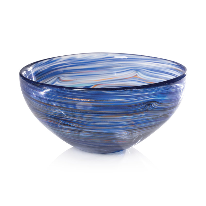 Bol de service en verre Delphine, 12", Bleu multicolore