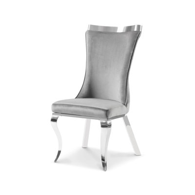26.4" W Glam Side Chair (2/CTN), Silver/Gray