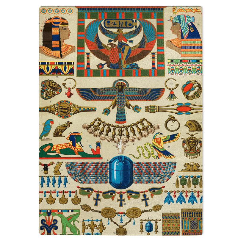 Tempered Glass an Egyptian Chopping Board, 20 cm W x 28.5 cm L