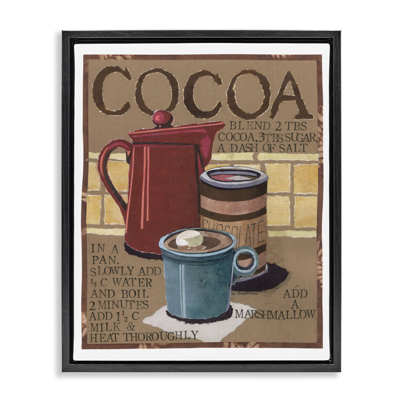«Hot Cocoa Recipe», art mural encadré flottant par Nancy Overton, Cadre flottant noir de jais, H 21 po x l 17 po
