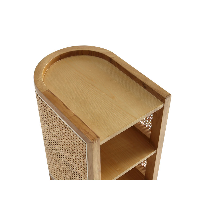 Versailles Industry Chic 2-Shelf Ash Wood Frame End Table in Natural, Tan