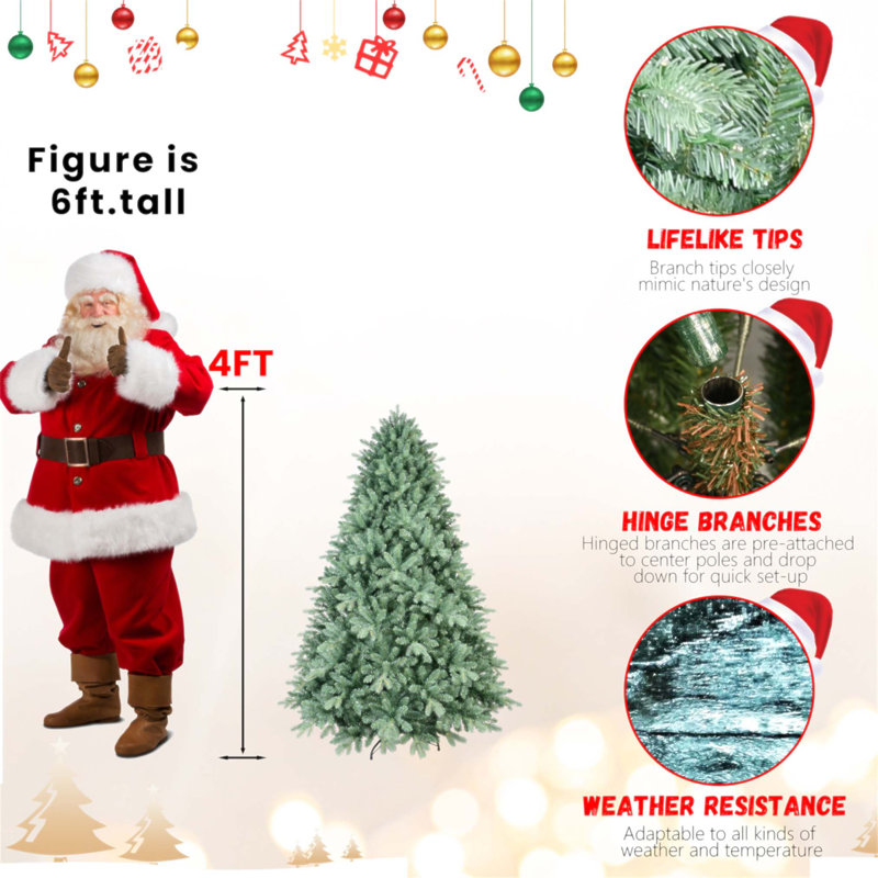 Arbre de Noël 9 pi avec 4 436 pointes en PE + PVC, branches articulées, assemblage facile, support en métal stable et décoration de Noël accrocheuse