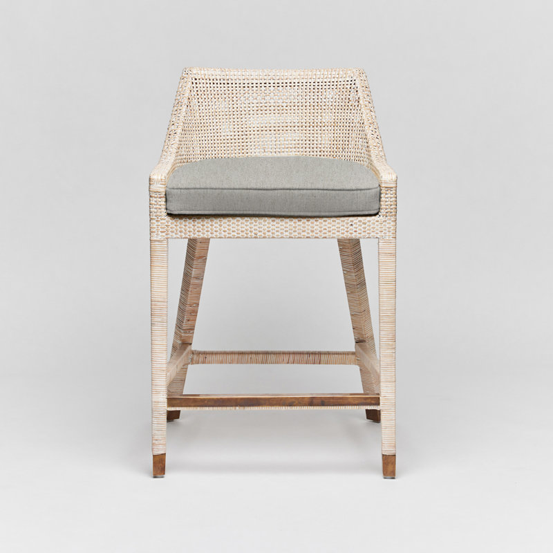 Tabouret de comptoir 26 po Boca, Chanvre / cadre blanc délavé