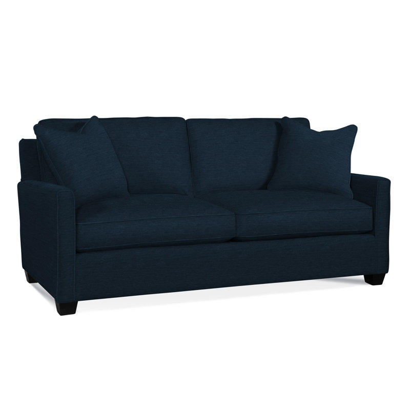 Nicklaus Sofa, Gel Memory Foam Mattress, Black, Light Blue Performance Fabric; 0851-55