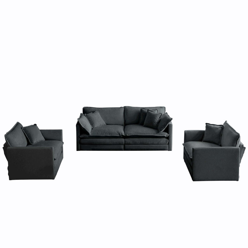 Ensemble de canapés rembourrés 3 pièces (2 sièges + 1 siège + 1 siège), Beige