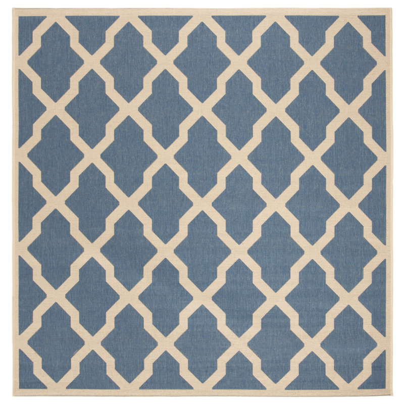 Tapis d'intérieur / extérieur à motif géométrique Maclin House, Carré 6 pi 7 po