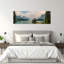 Serene Mountain Lake Island Peaceful Serene Abstract Evergreen Tree Pine Tree Forest Art mural-418009702