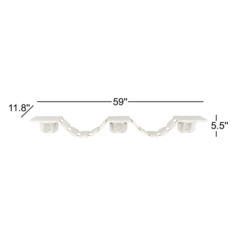 White Wall Mounted Cat Bridge with Sisal Steps