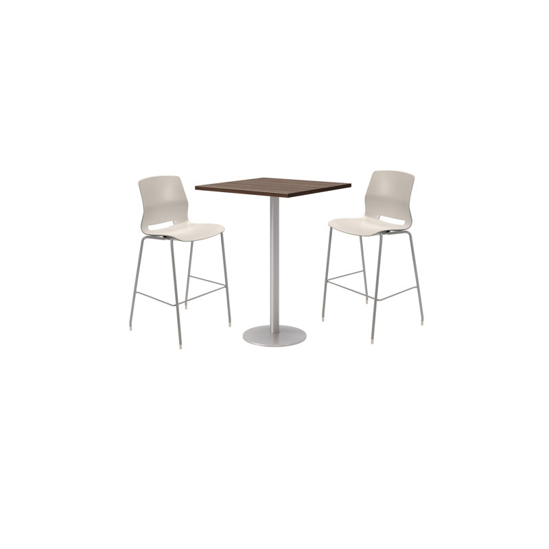 Ensemble de table de salle à manger carrée 30 "et chaise, Teck studio, Gris clair