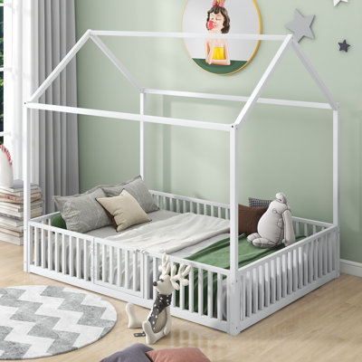 Metal House-Shaped Canopy Bed