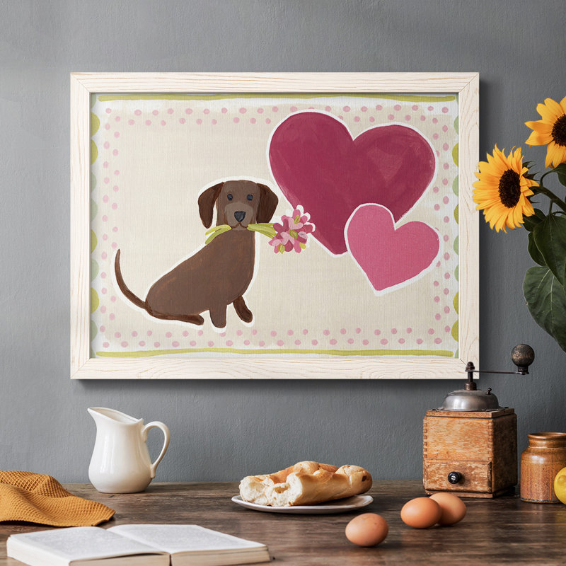 Dachshund Delight Collection, peinture sur toile encadrée, Blanc, H 18 po x l 26 po x P 1,5 po