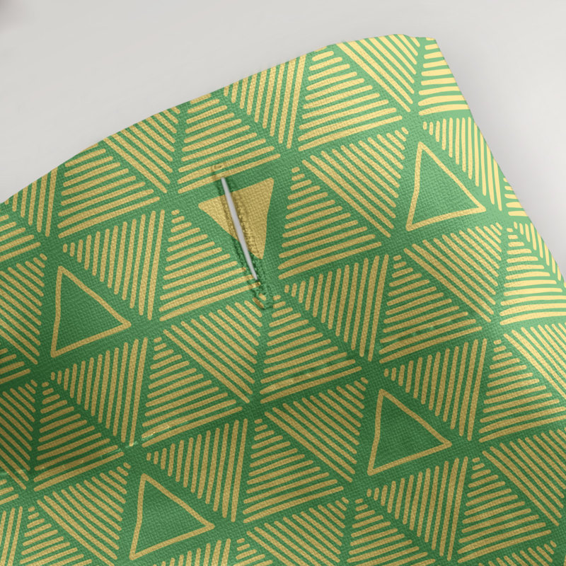 Rideau de douche simple à triangles à main classique Patricia Geoffrey, Vert / Jaune, Yes