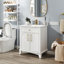 Meuble-lavabo moderne de 27,8 po avec lavabo et rangement intégrés, conception autoportante de style Mid-Century, surface peinte écologique-1047755690