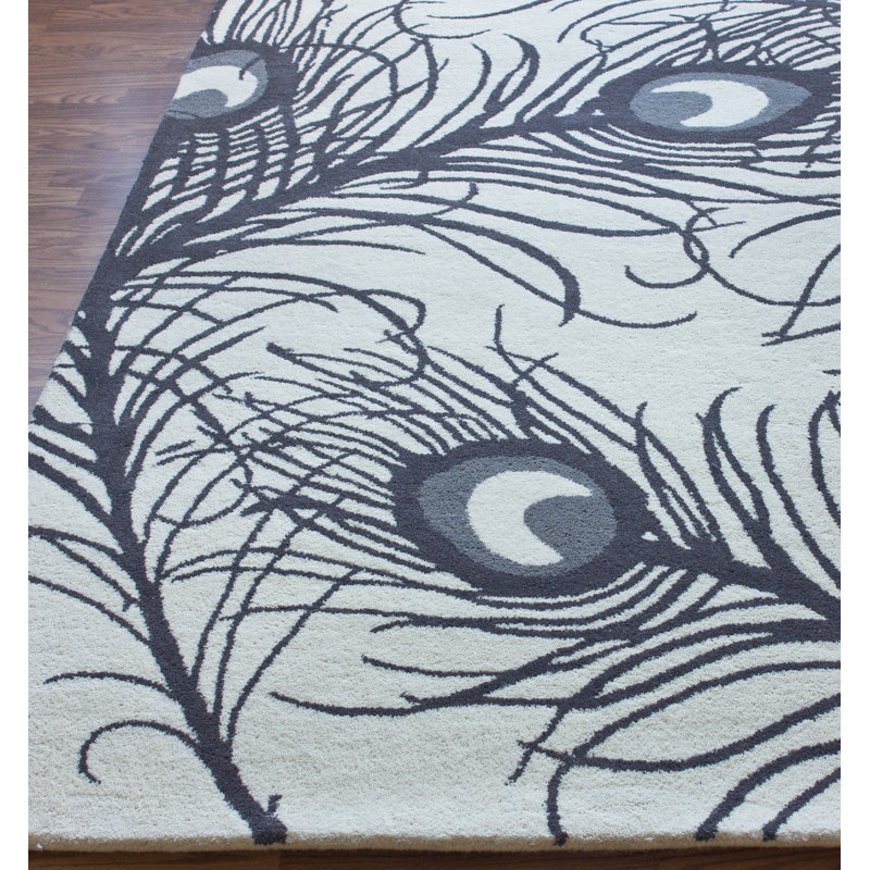 Tapis gris Adalise Feathers, Rectangle 7 pi 7,2 po x 9 pi 6 po